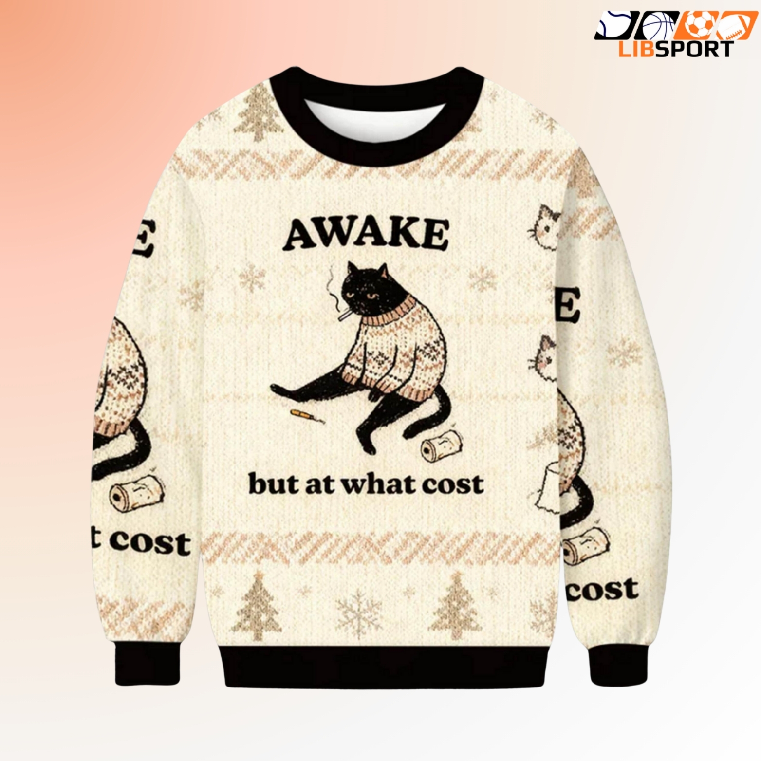 Funny Christmas Smoking Cat Sweater, Sarcastic Holiday Meme Tee, Vintage Grunge Cat Lover Gift